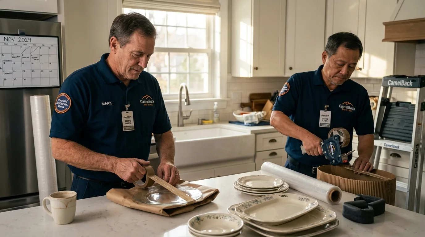 Professional crew packing kitchen dishware in Eupora, MS